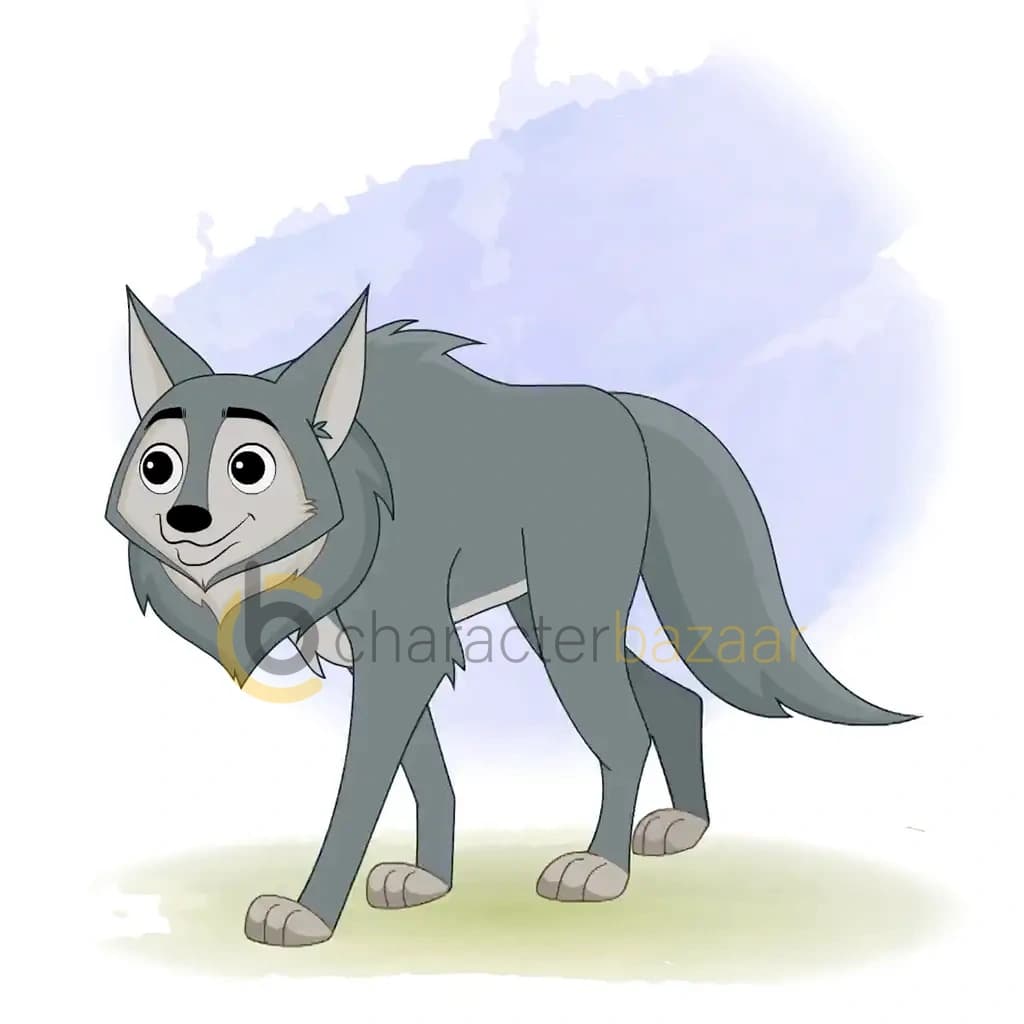 wolf walking animated vector cartoon character aka wandy the wolf
