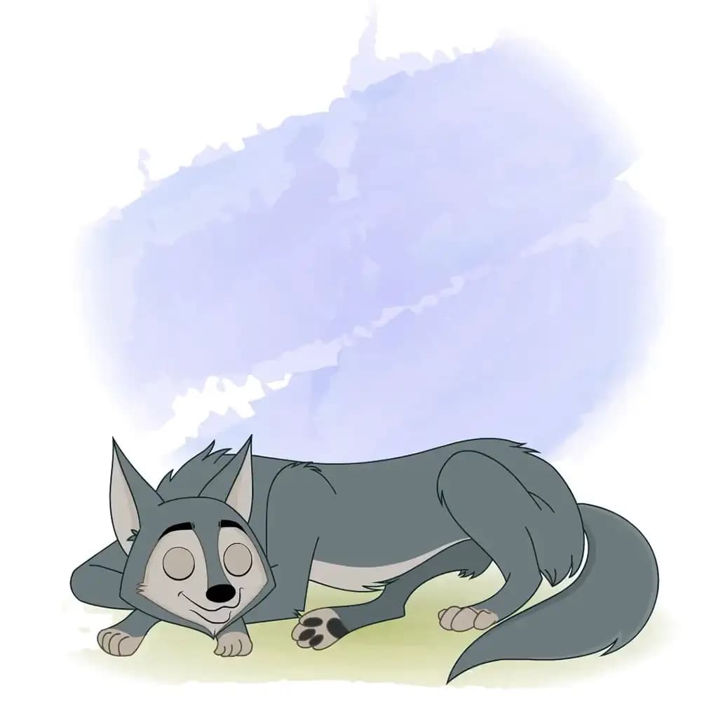 wolf sleeping animated vector cartoon character aks wandy the wolf
