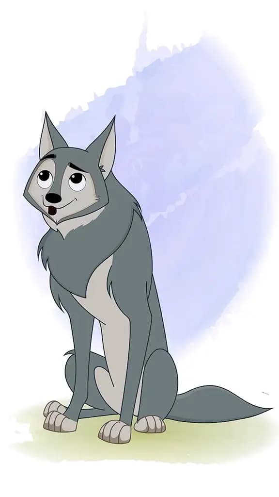 Cute confuse wolf animated vector cartoon character aka wandy the wolf