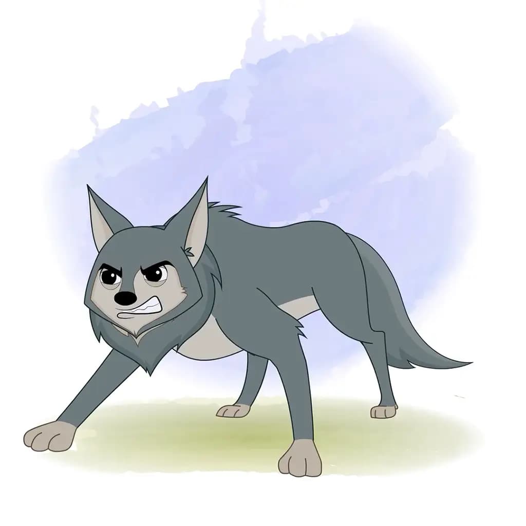 an angry wolf animated vector cartoon character aka wandy the wolf