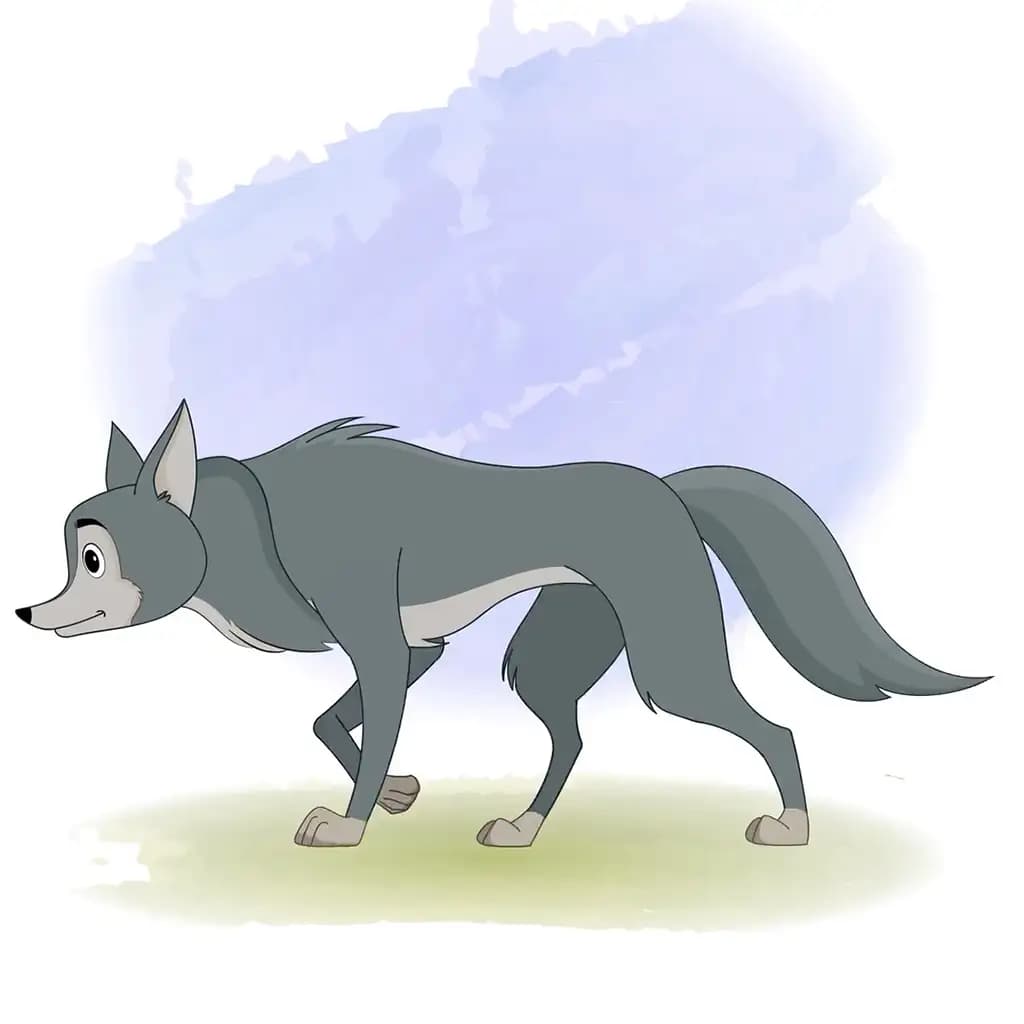 wolf side walking animated vector cartoon character aka wandy the wolf