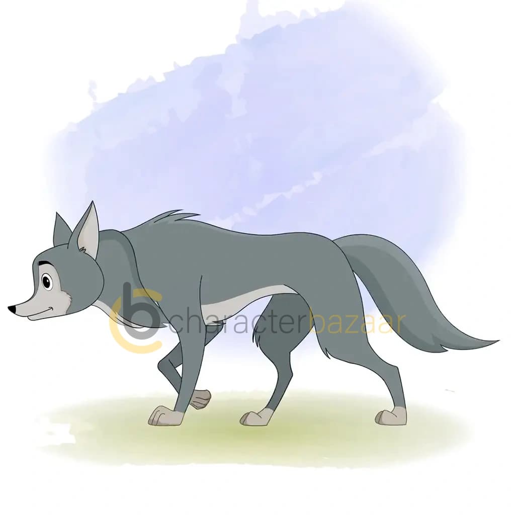 wolf side walking animated vector cartoon character aka wandy the wolf