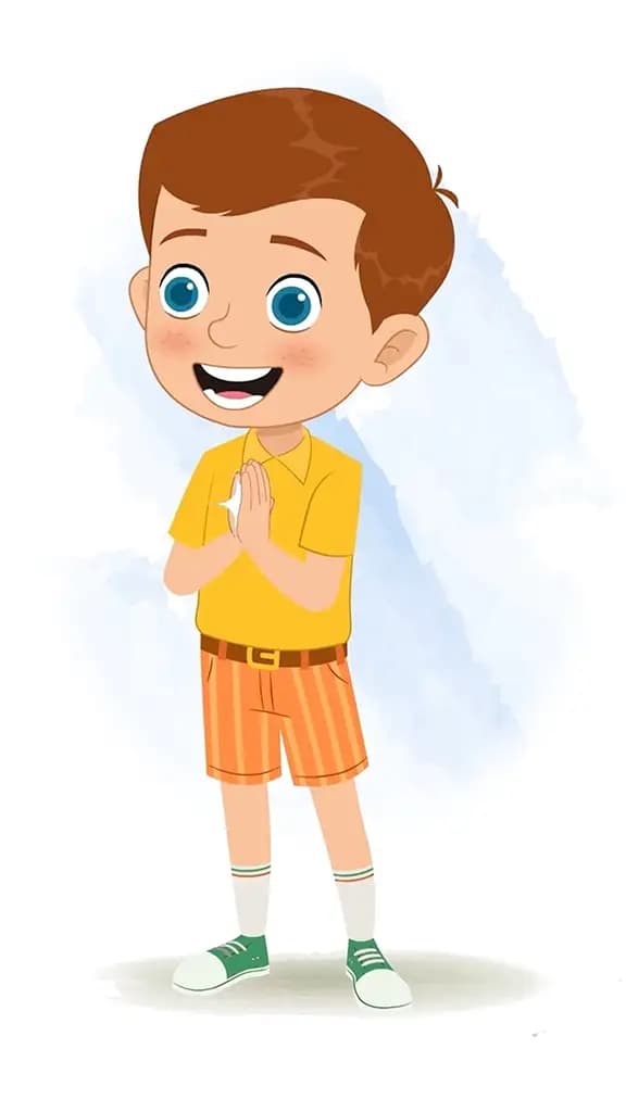 A little boy clapping animated cartoon character aka johny 3/4