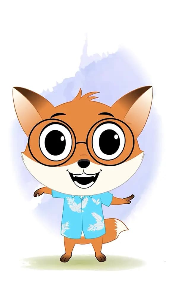 A cute little fox dancing animated cartoon character aka blaze the fox cub