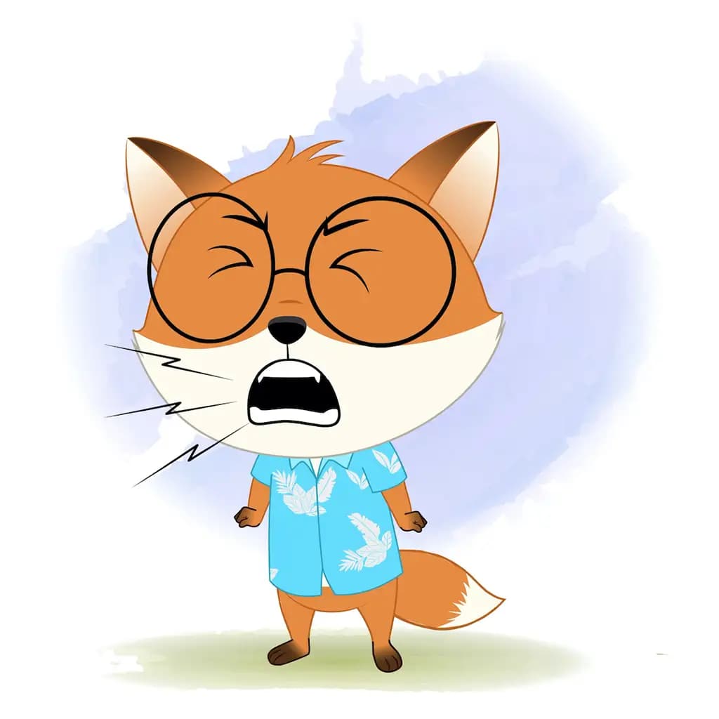 An angry cute little fox animated cartoon character aka blaze the fox cub 3/4