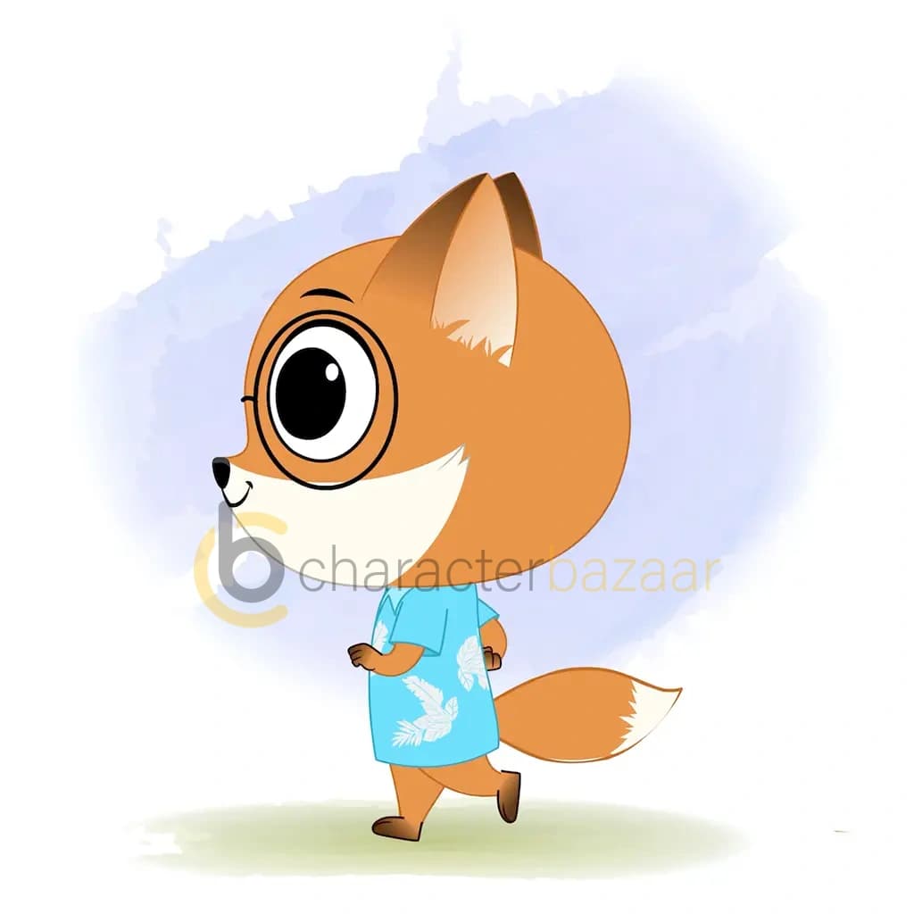 A cute little fox running fast side view animated cartoon character aka blaze the fox