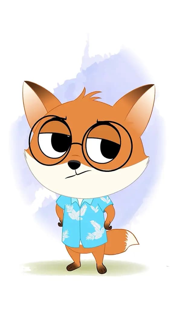 An annoyed cute little fox animated cartoon character aka blaze the fox cub  3/4