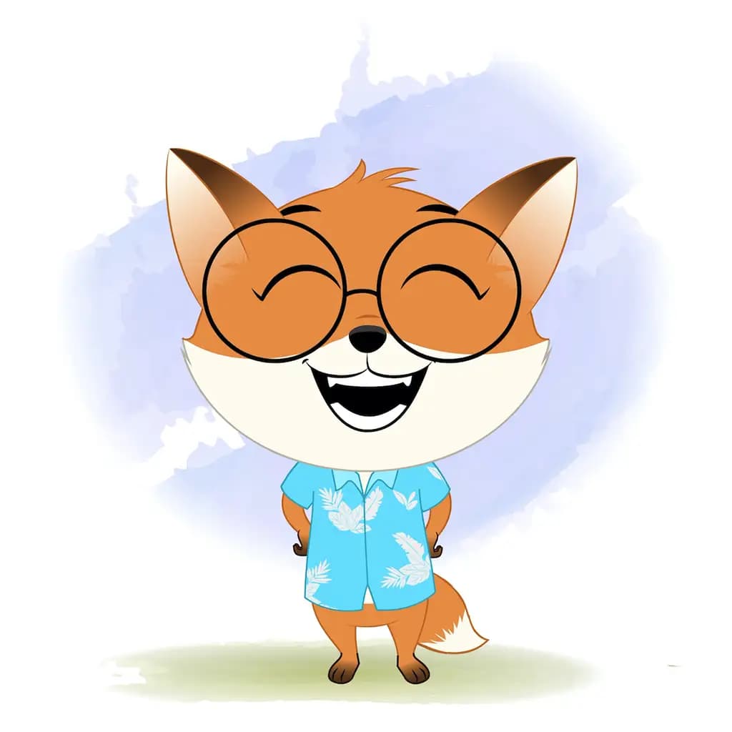 A cute little fox laughing animated cartoon character aka blaze the fox