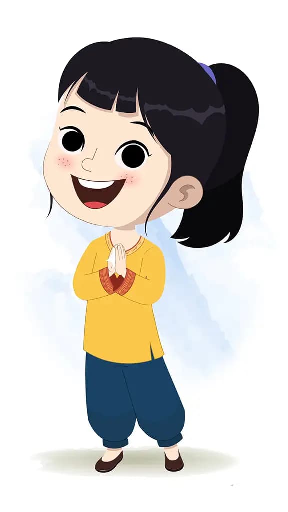 A cute Indian girl clapping animated cartoon character aka lilly 3/4