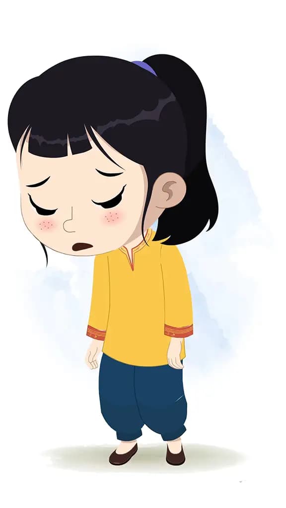 A cute tired Indian girl animated cartoon character aka lilly 3/4