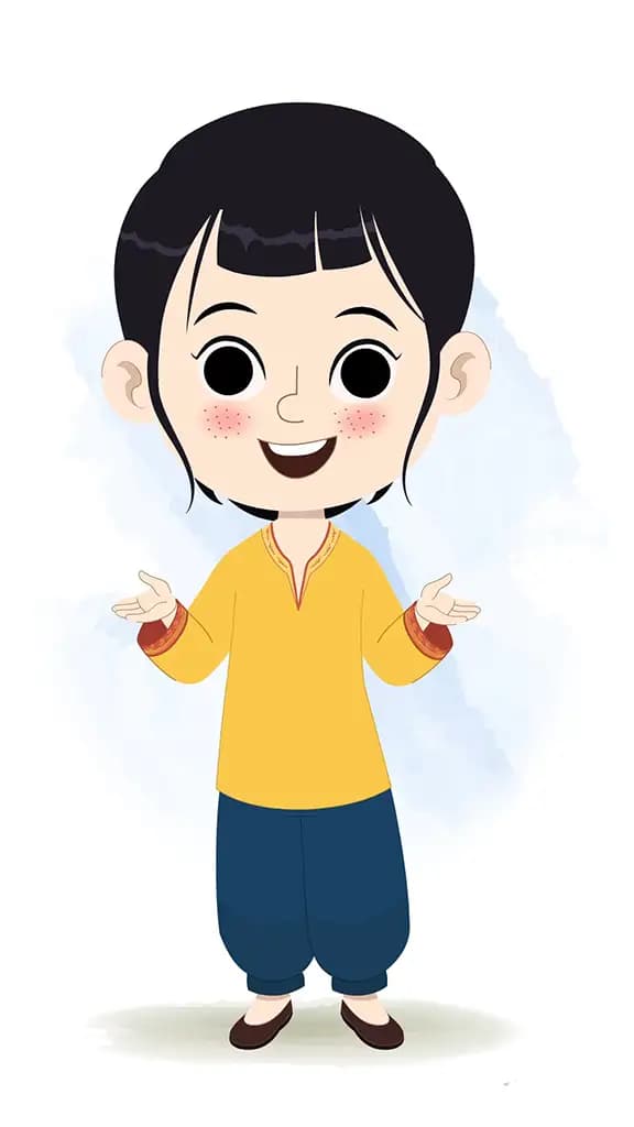 A cute Indian girl talking animated cartoon character aka lilly