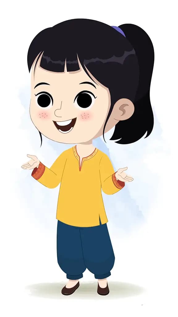 A cute Indian girl talking animated cartoon character aka lilly 3/4