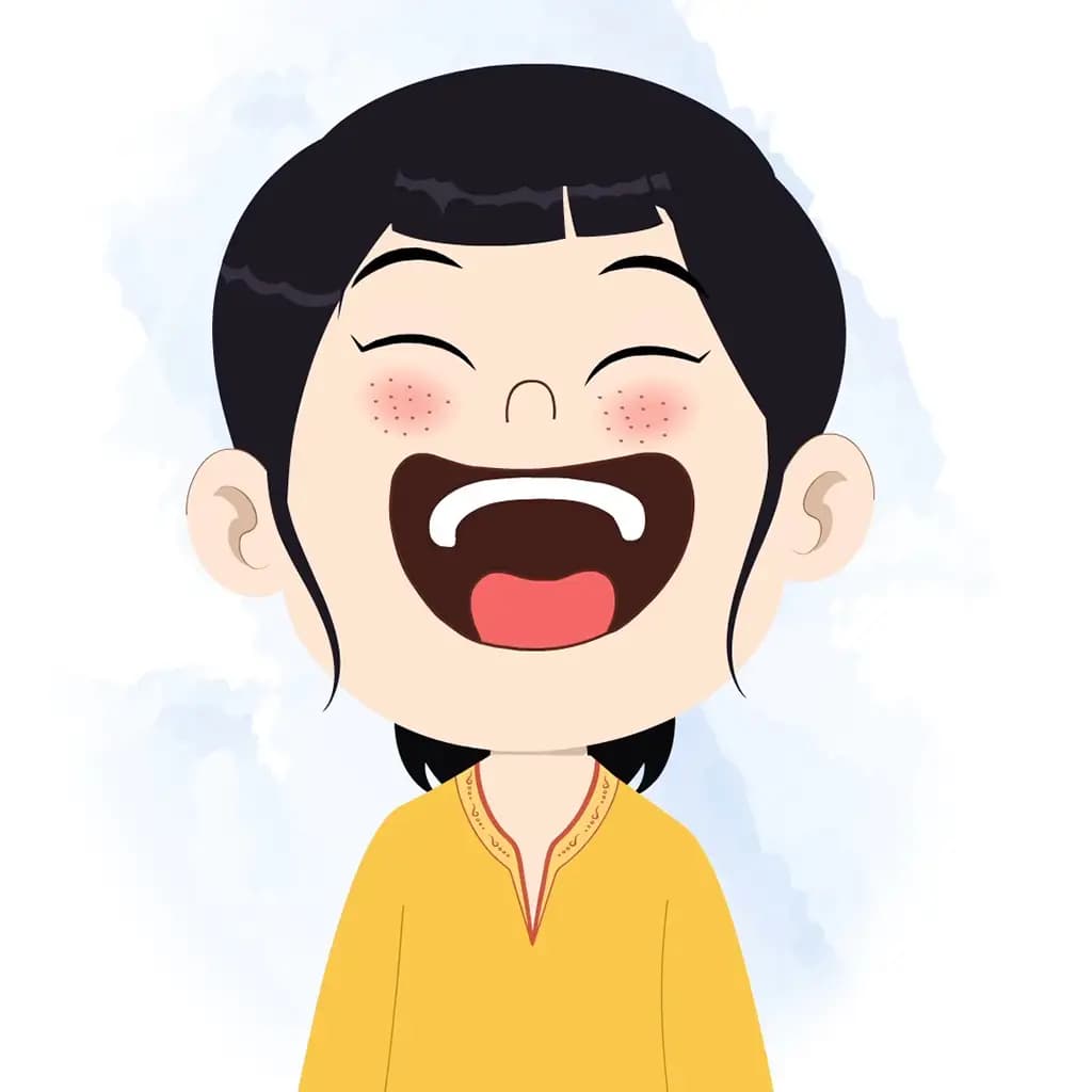 A cute Indian girl laughing animated cartoon character aka lilly