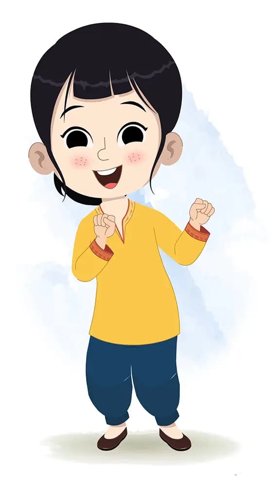 A cute Indian girl dancing animated cartoon character aka lilly
