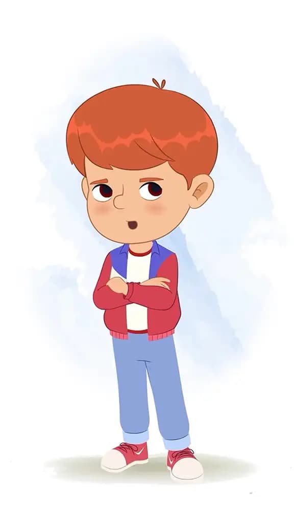 An annoyed cool boy animated cartoon character aka max 3/4