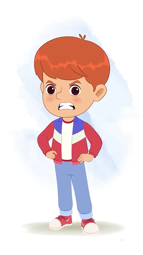 An angry cool boy animated cartoon character aka max 3/4