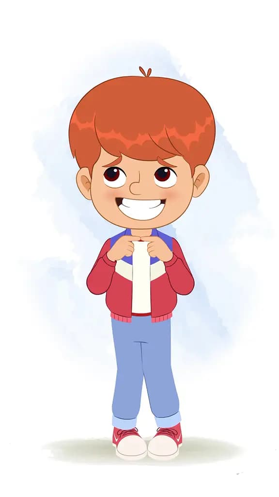 A cool nervous boy animated cartoon character aka max