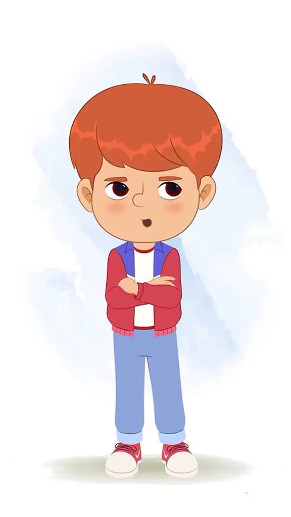 An annoyed cool boy animated cartoon character aka max