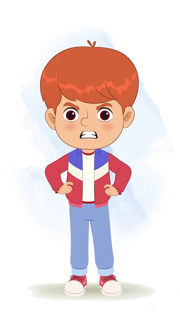 An angry cool boy animated cartoon character aka max