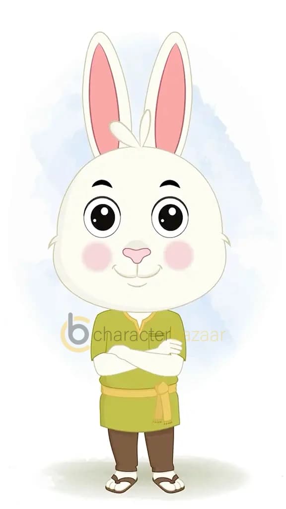 A rabbit standing with cross hand and talking animated cartoon character aka heera the rabbit