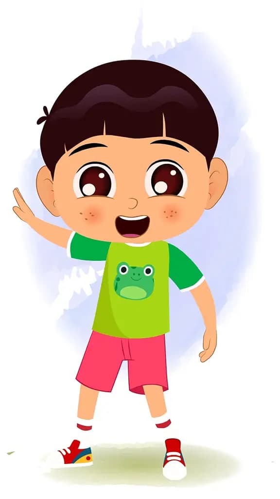A little boy dancing animated cartoon character aka moni