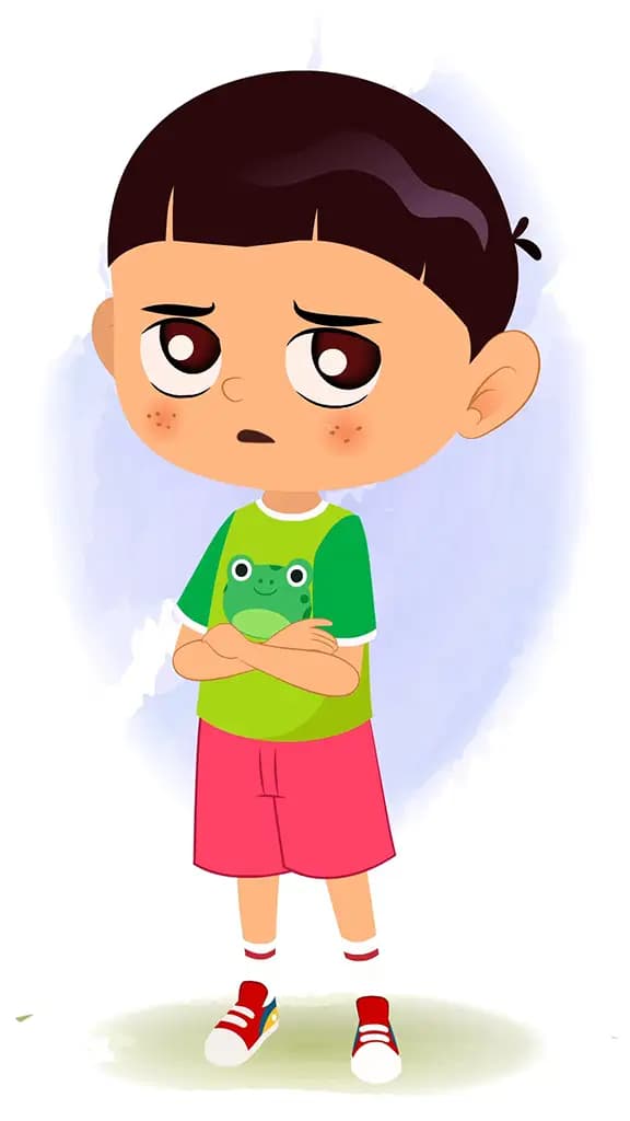 An annoyed little boy animated cartoon character aka moni 3/4