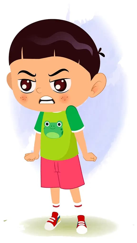 An angry little boy animated cartoon character aka moni 3/4