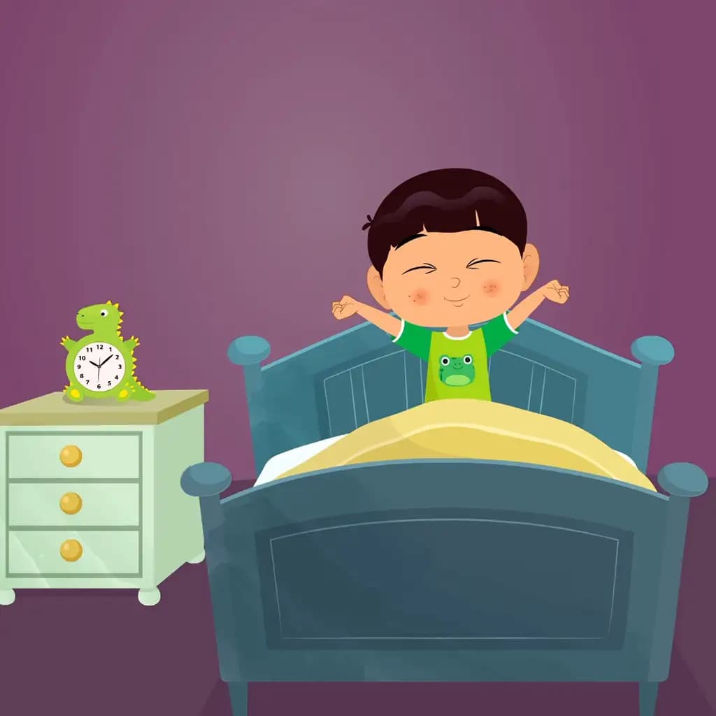 A boy waking up in morning animated cartoon character aka moni