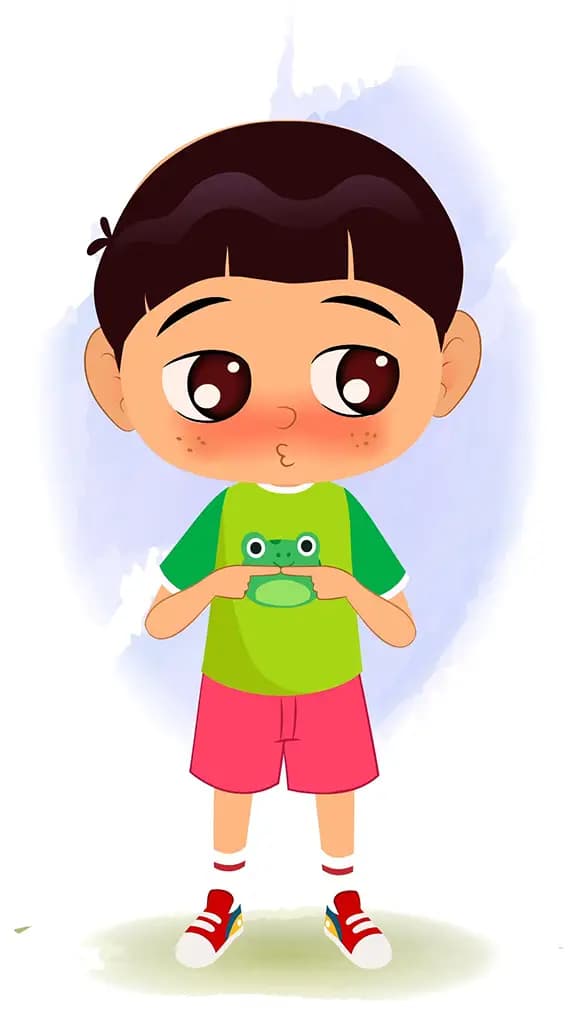 A little nervous boy animated cartoon character aka moni