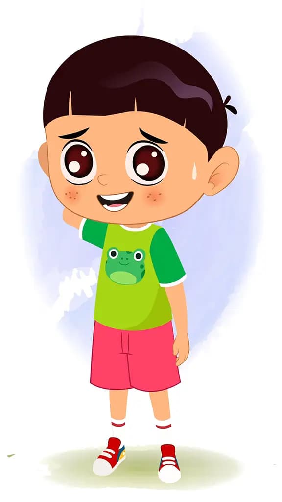 A nervous little boy animated cartoon character aka moni 3/4