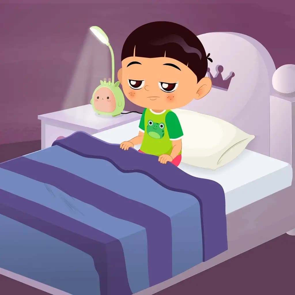 A boy waking up in morning animated cartoon character aka moni