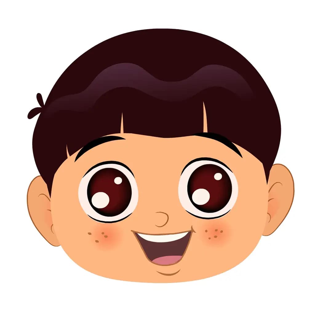 A cute boy animated cartoon face with different facial expressions aka moni