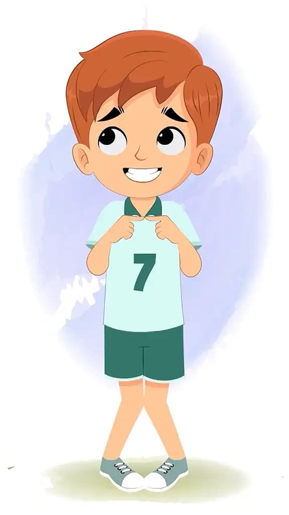 A nervous sports boy animated cartoon character aka roman