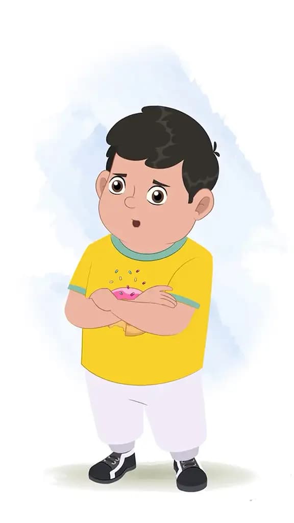 An annoyed fat boy animated cartoon character aka dobi 3/4