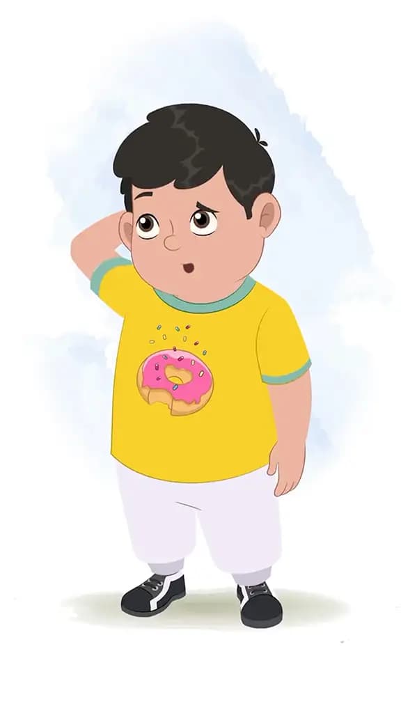 A confused fat boy animated cartoon character aka dobi 3/4