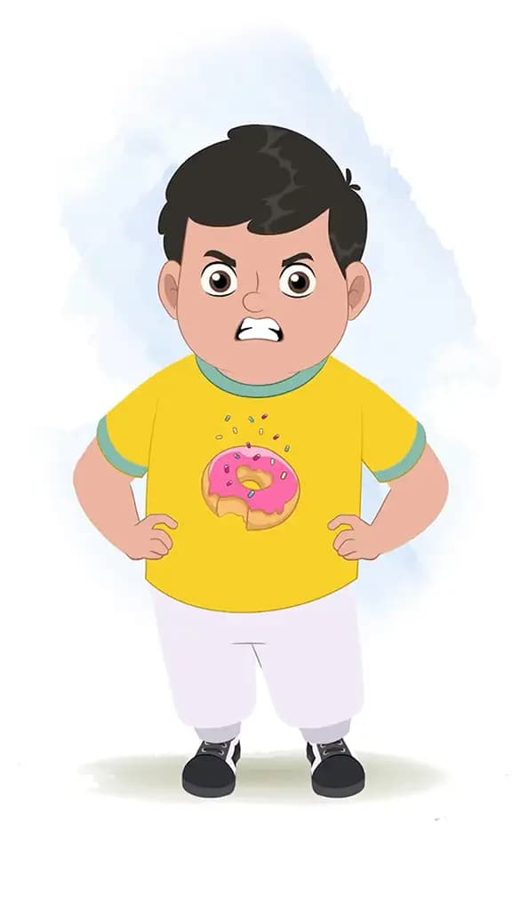 An angry fat boy animated cartoon character aka dobi