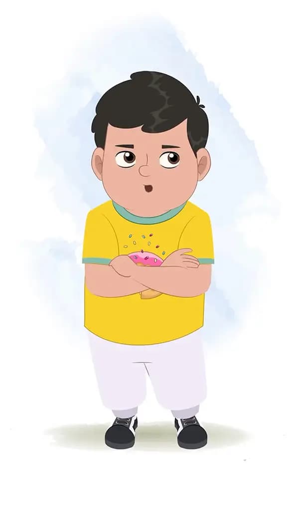 An annoyed fat boy animated cartoon character aka dobi