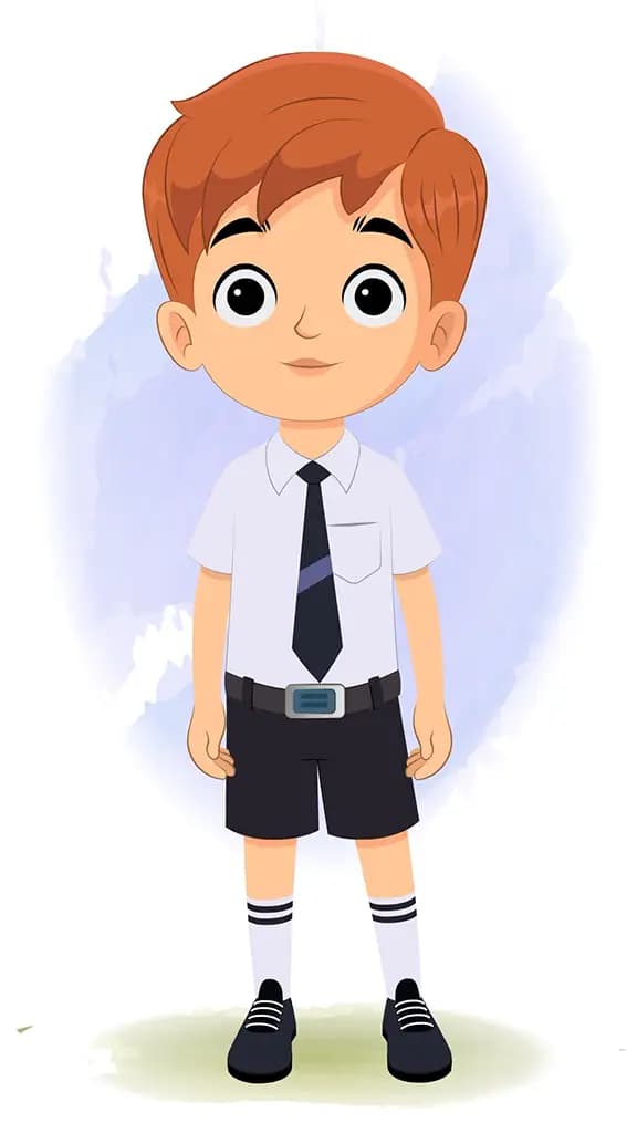 A little annoyed boy animated cartoon character aka roman