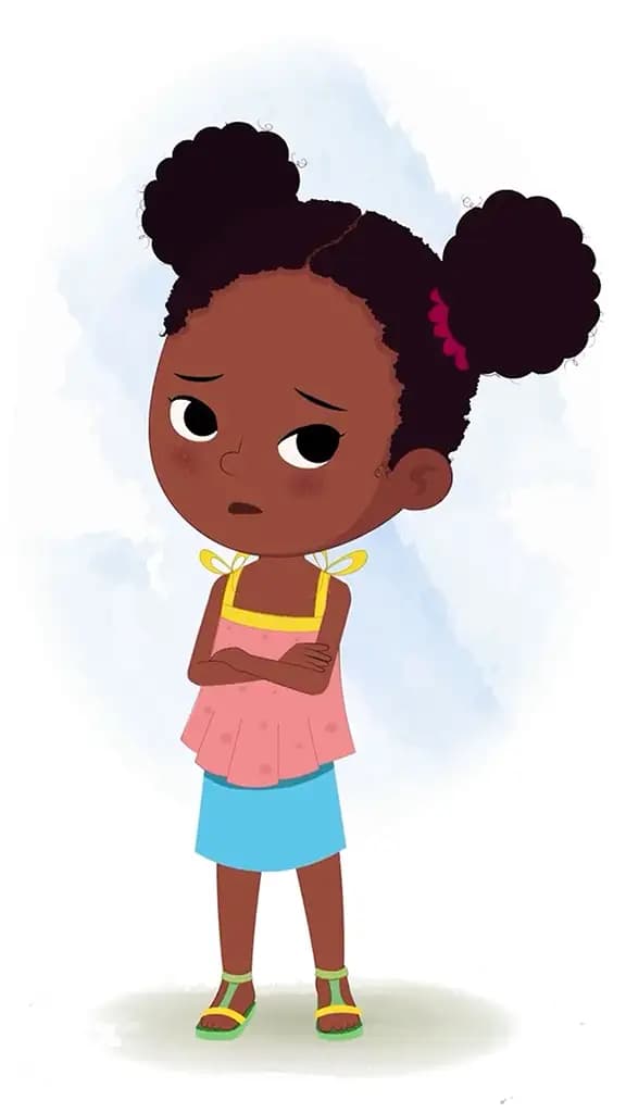 An annoyed cute black girl animated cartoon character aka kittu 3/4