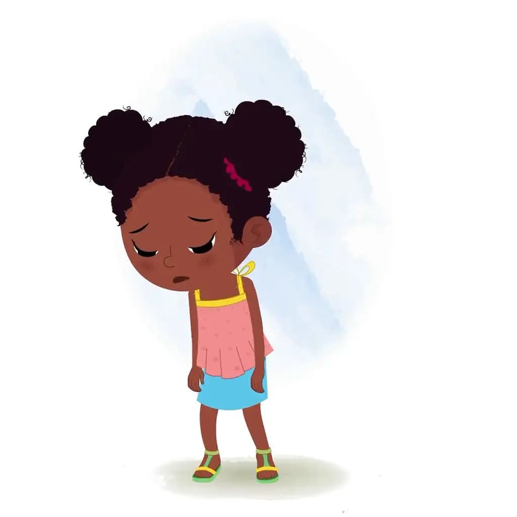 A cute black tired girl animated cartoon character aka kittu 3/4