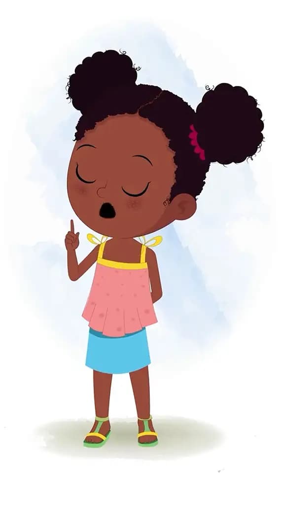 A cute black girl saying no animated cartoon character aka kaya