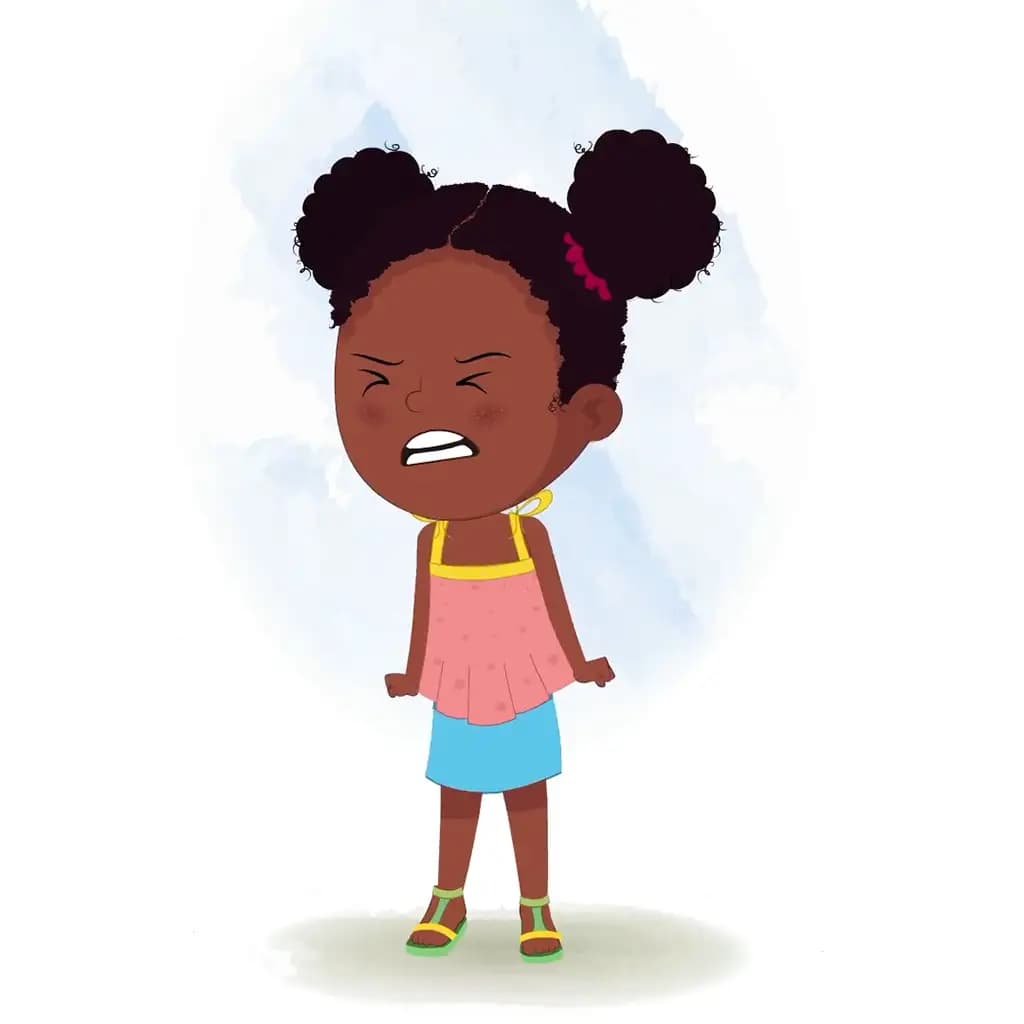 A cute black angry girl animated cartoon character aka kittu 3/4