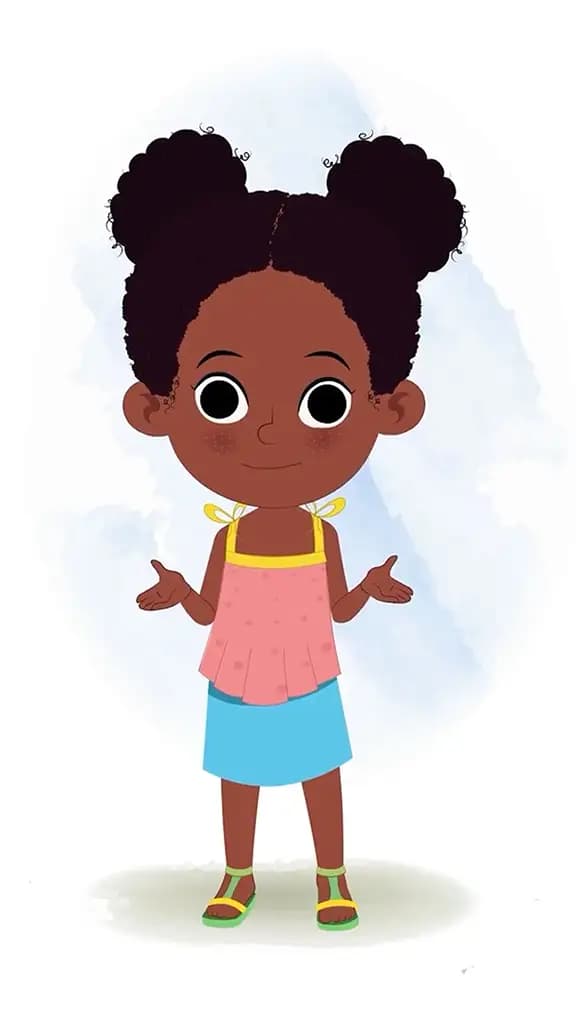 A cute black girl talking animated cartoon character aka kittu