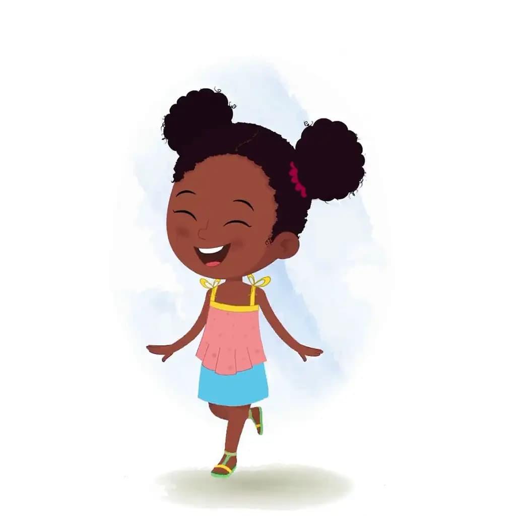 A cute girl animated cartoon character walking joyfully aka kittu 3/4