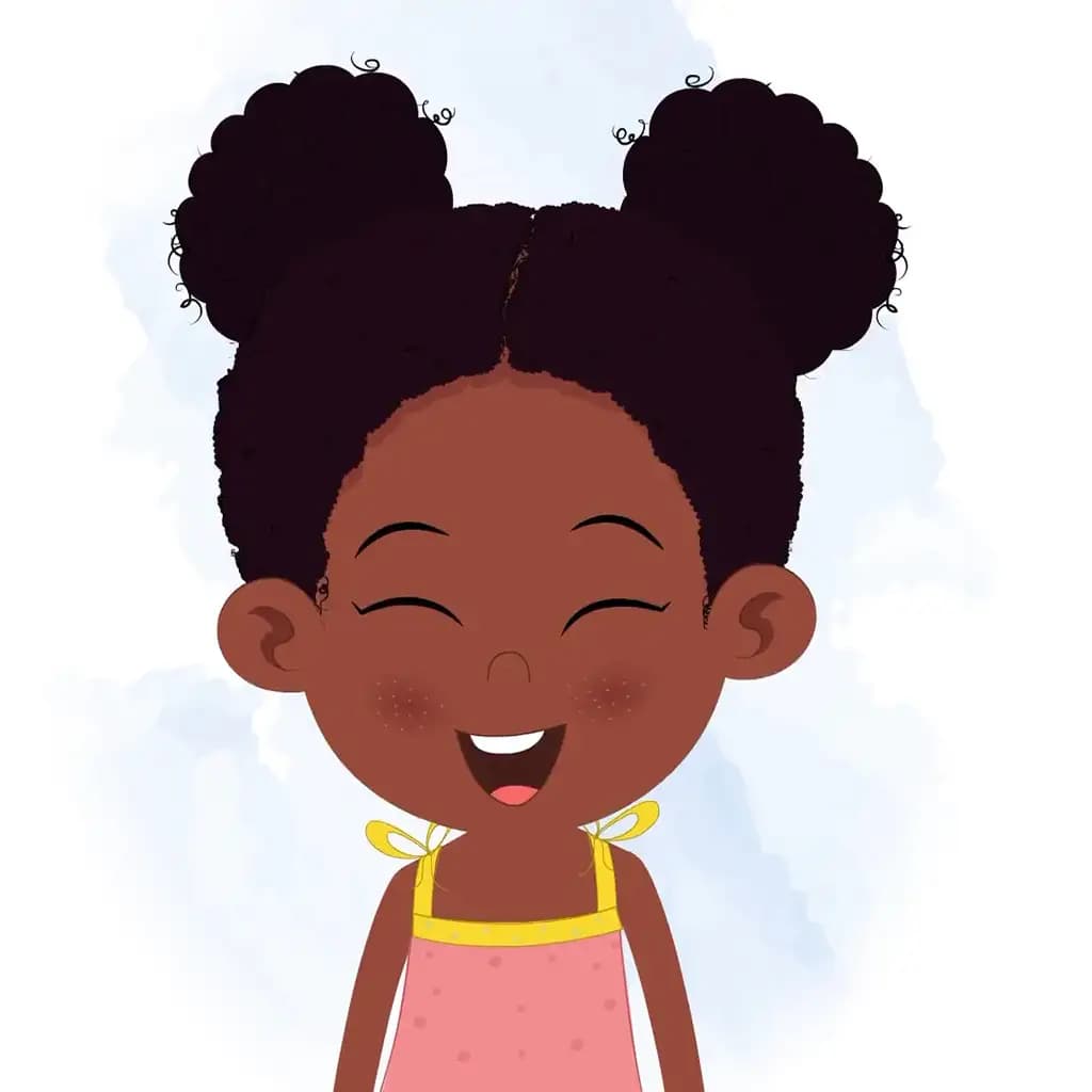A cute black girl laughing animated cartoon character aka kittu