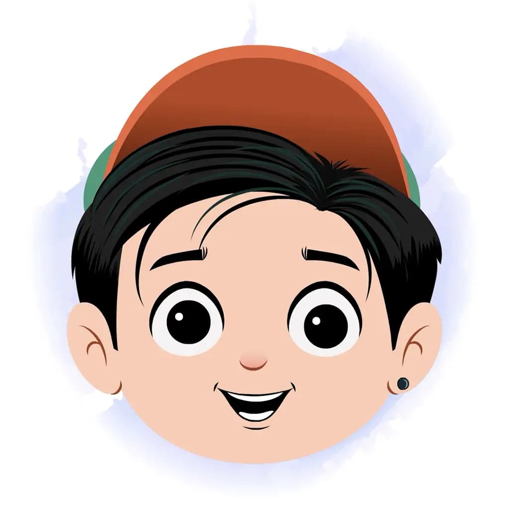 A stylish boy animated cartoon face with different facial expressions aka navi