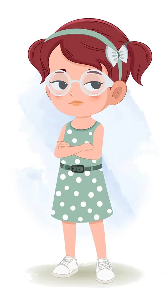An annoyed cute little girl animated cartoon character aka naina 3/4