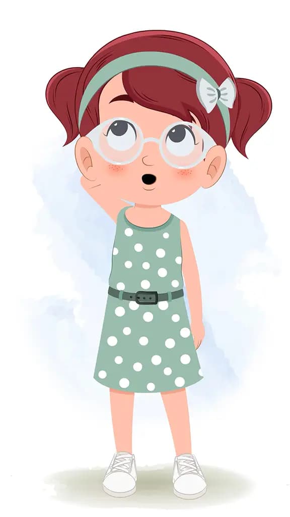 A confused cute little girl animated cartoon character aka naina 3/4