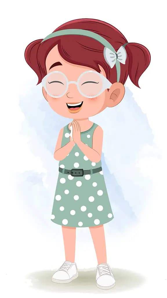 A cute little girl clapping animated cartoon character aka naina 3/4