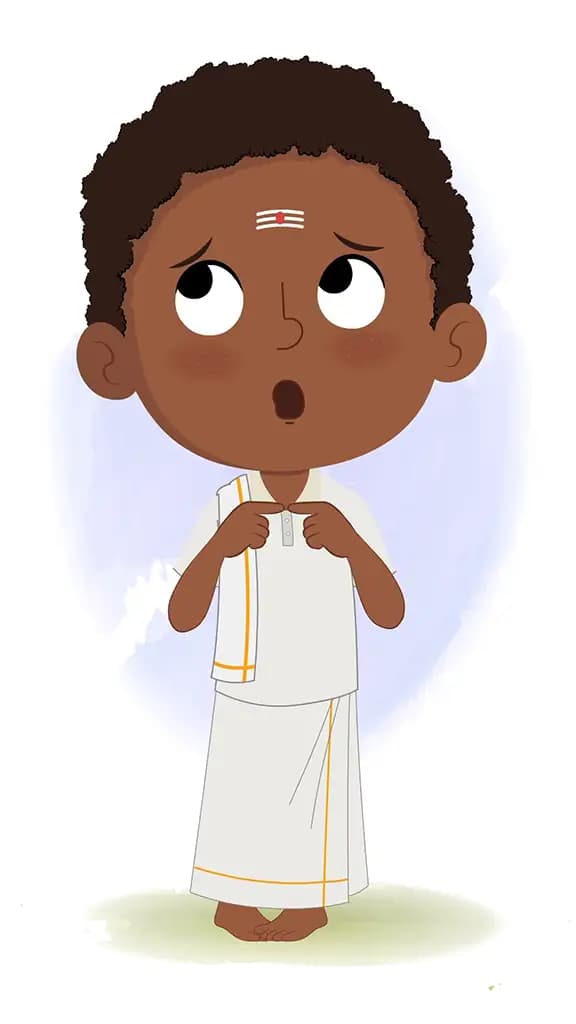 A South Indian nervous  boy animated cartoon character aka shree